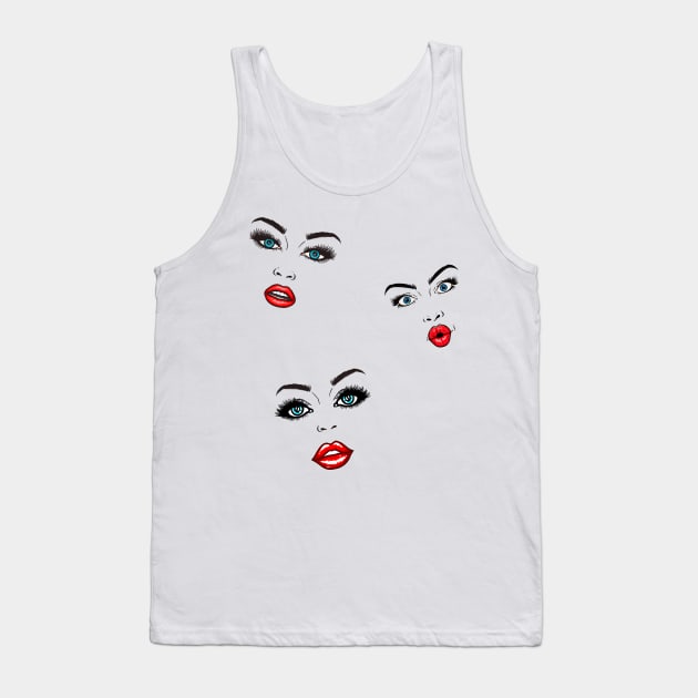 faces Tank Top by Paula Columbu